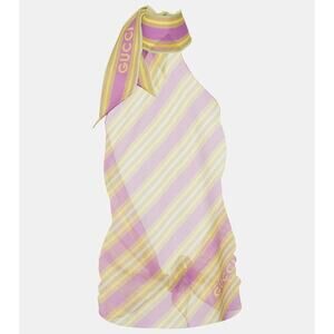 Gucci Baya Striped Silk Cotton Tank Top Multicolor One Size NWT